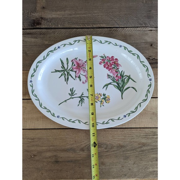 Vintage 1992 Terrace Blossoms Stoneware 14" Oval Serving Platter - Picture 6 of 6